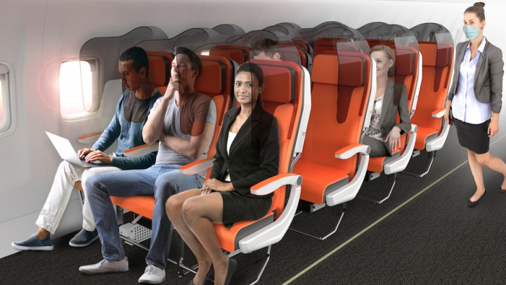 PHOTO: Designers creates airplane seats as from the future. Will the new airplane seats protect passengers from COVID-19?